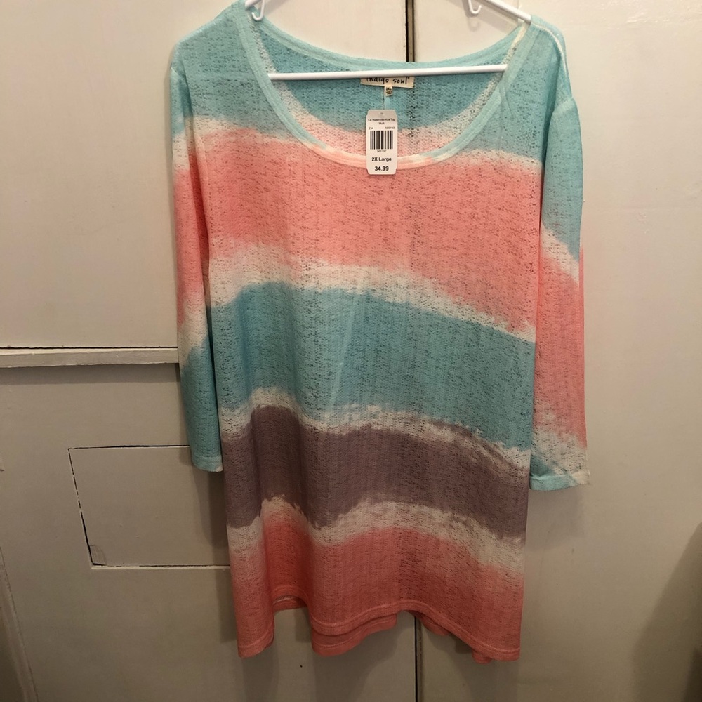 Indigo Soul Watercolor 3/4 Sleeve Top